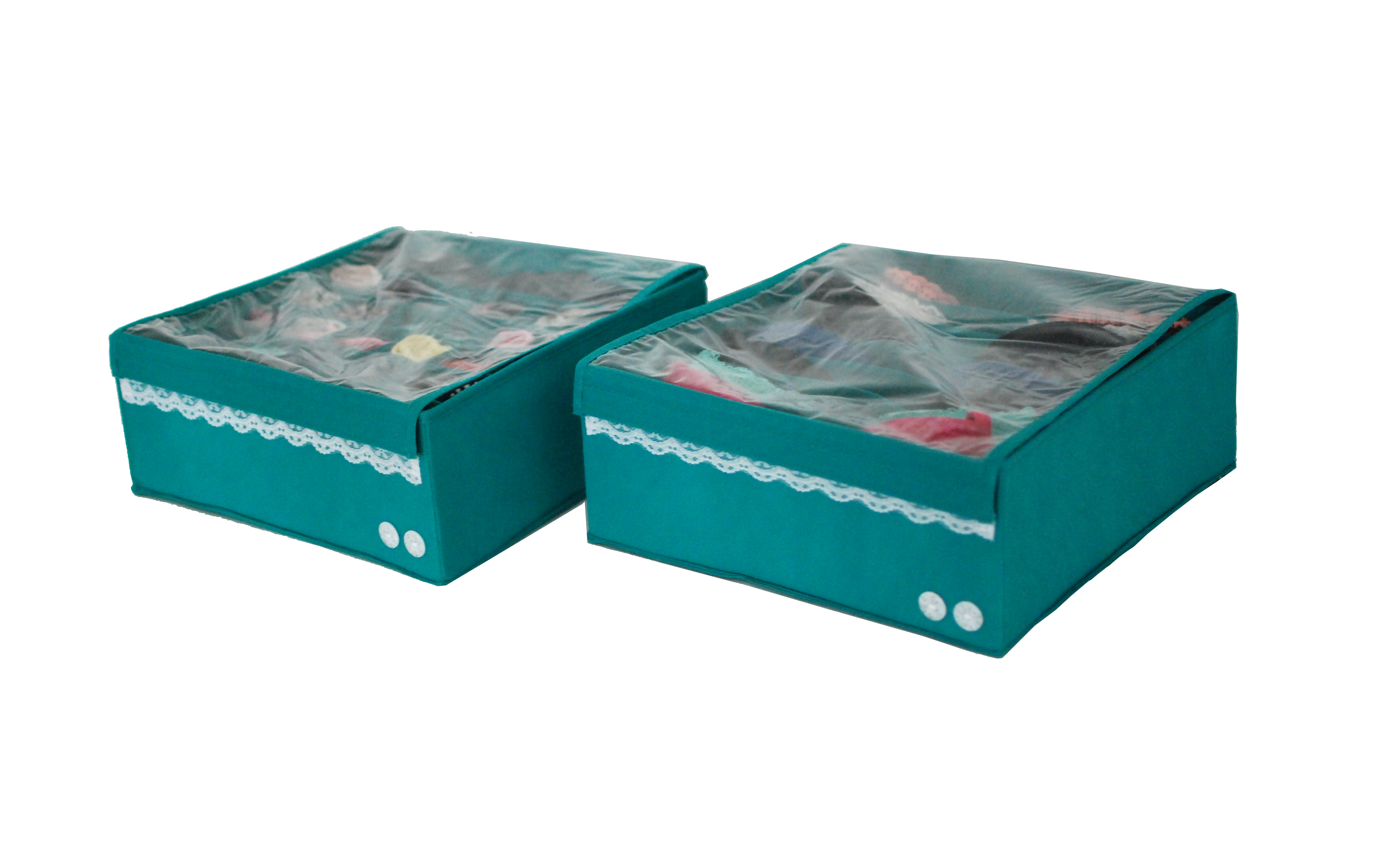 Органайзер для белья (2 шт.) Широкий "Azure" с крышками - коробки для хранения