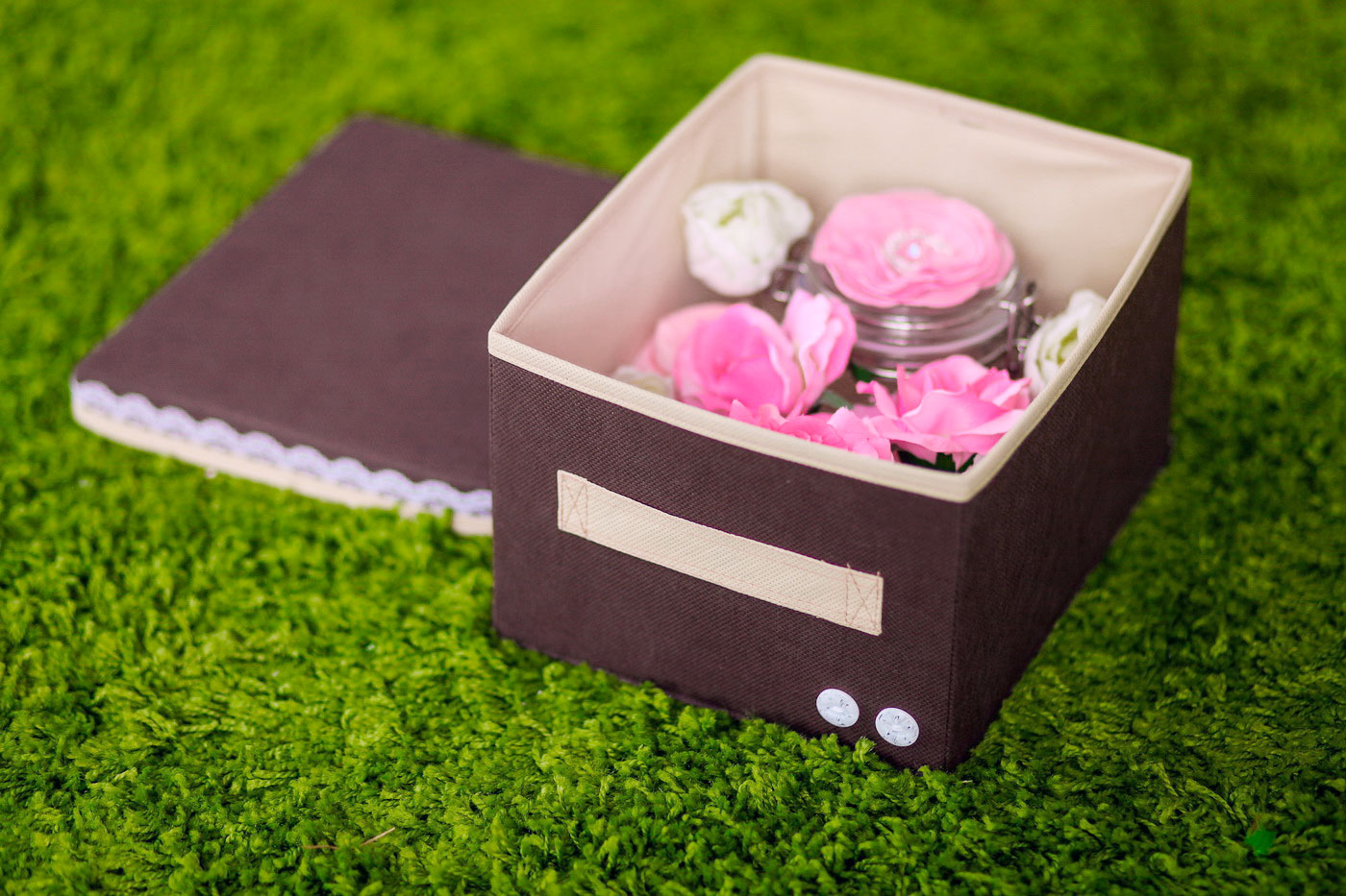 Коробка для хранения Средняя "Chocolate Cake" с крышкой - ящик для хранения