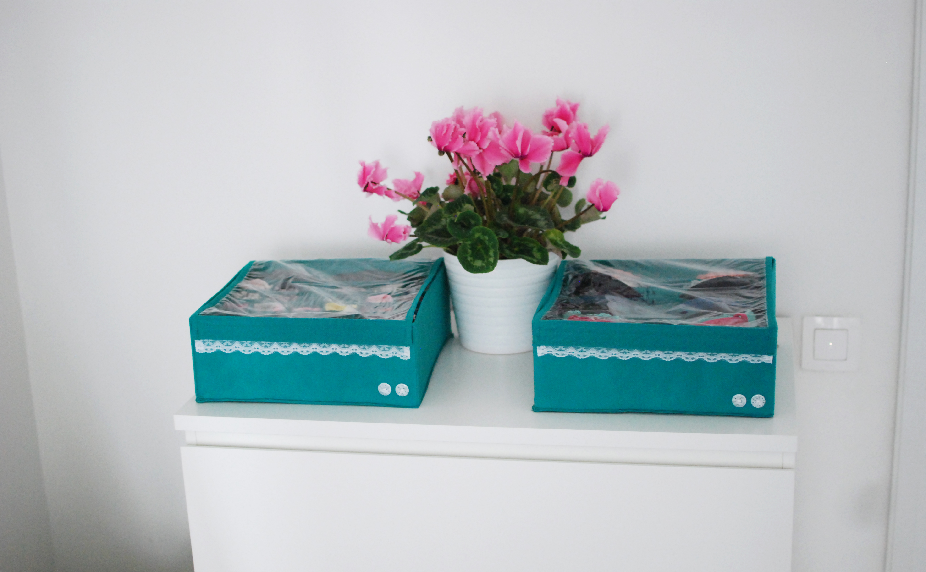 Органайзер для белья (2 шт.) Широкий "Azure" с крышками - коробки для хранения